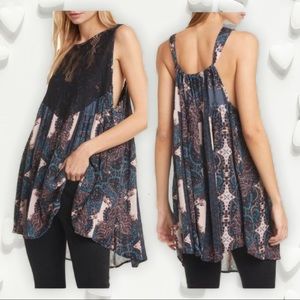 Free People Black Combo Count Me in Trapeze Top